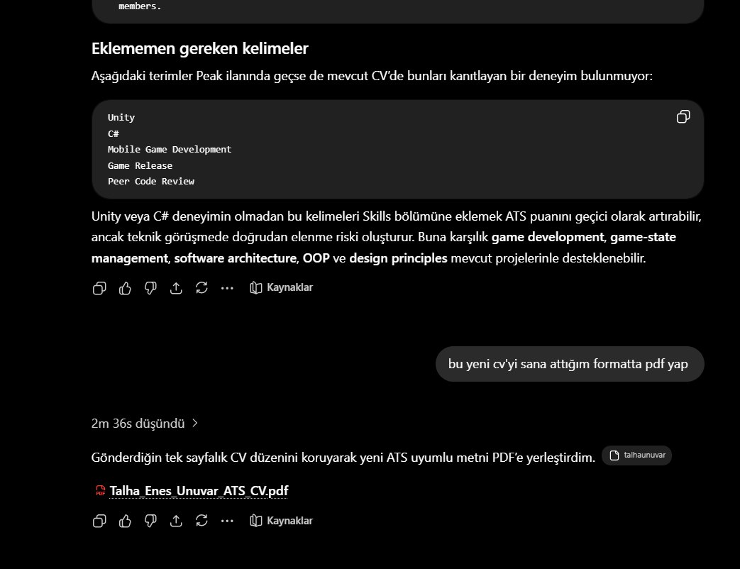 CV'de eklenmemesi gereken riskli anahtar kelimeler listesi ve yeni PDF çıktısının oluşturulması