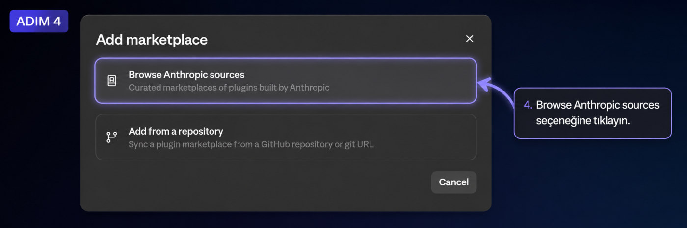 Browse Anthropic sources seçeneği