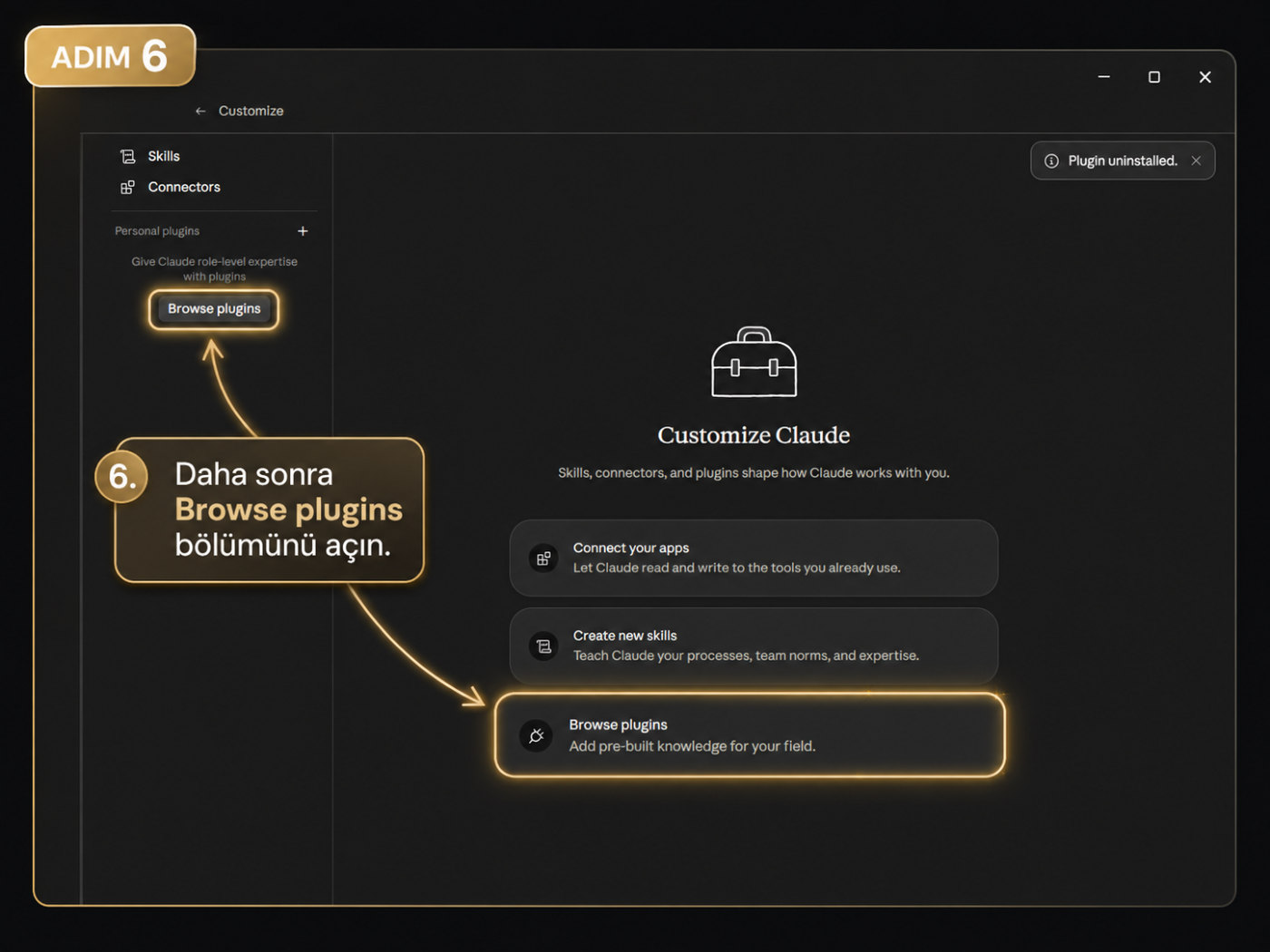 Customize ekranında Browse plugins bölümü