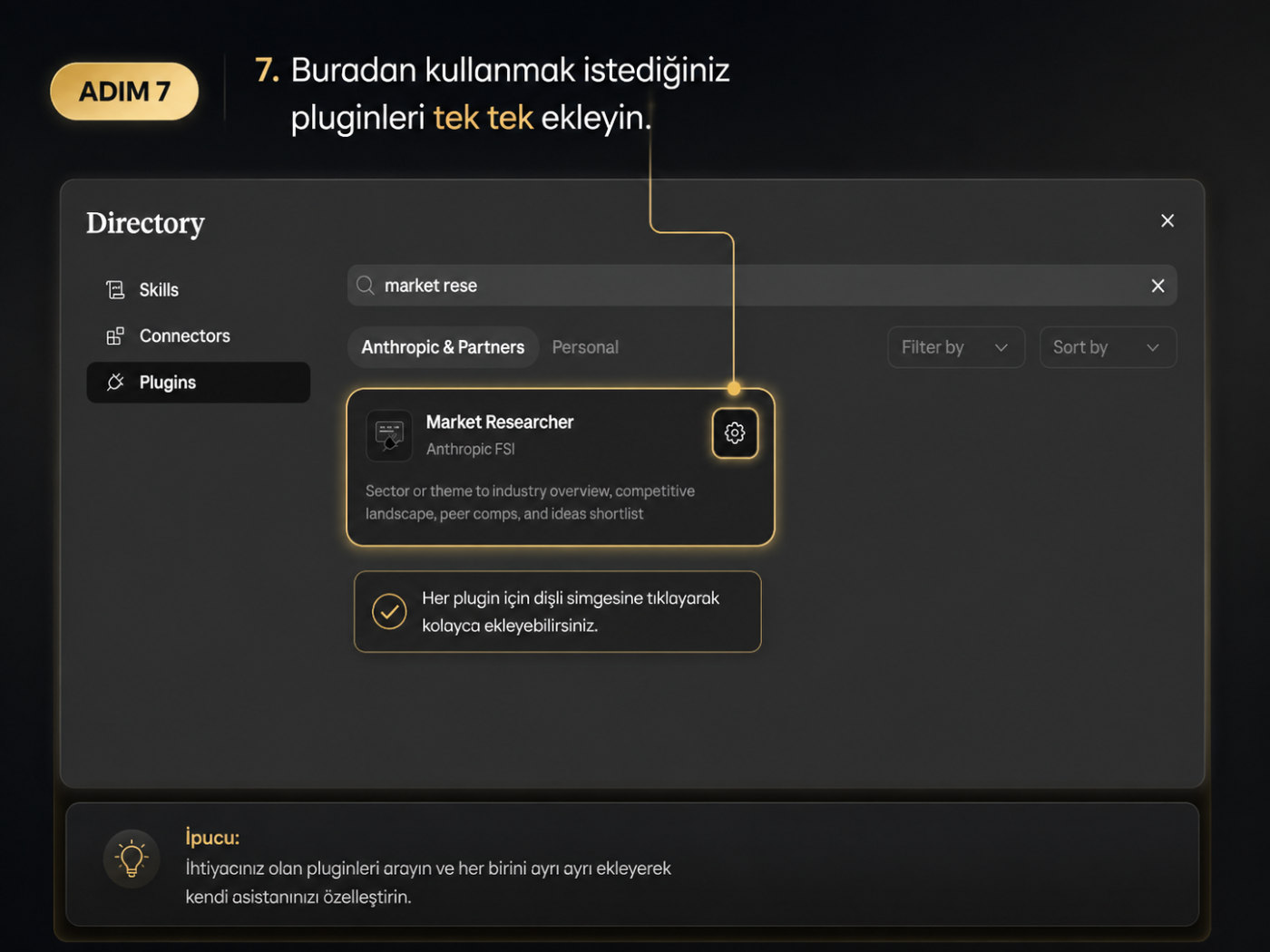 Plugin listesinden agentlerin tek tek eklenmesi